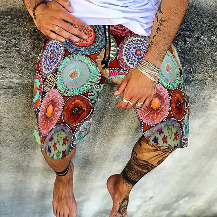 Multi color fashion casual geometric printed shorts