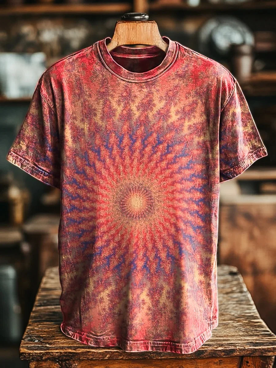 Eagerlys Unisex Retro Colorful Kaleidoscope Art Print T-shirt Eagerlys