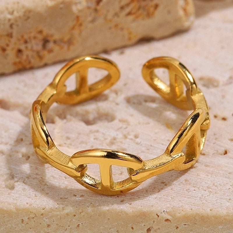 Elegant Minimalist Classic Style Solid Color 304 Stainless Steel Zircon Inlay Open Rings
