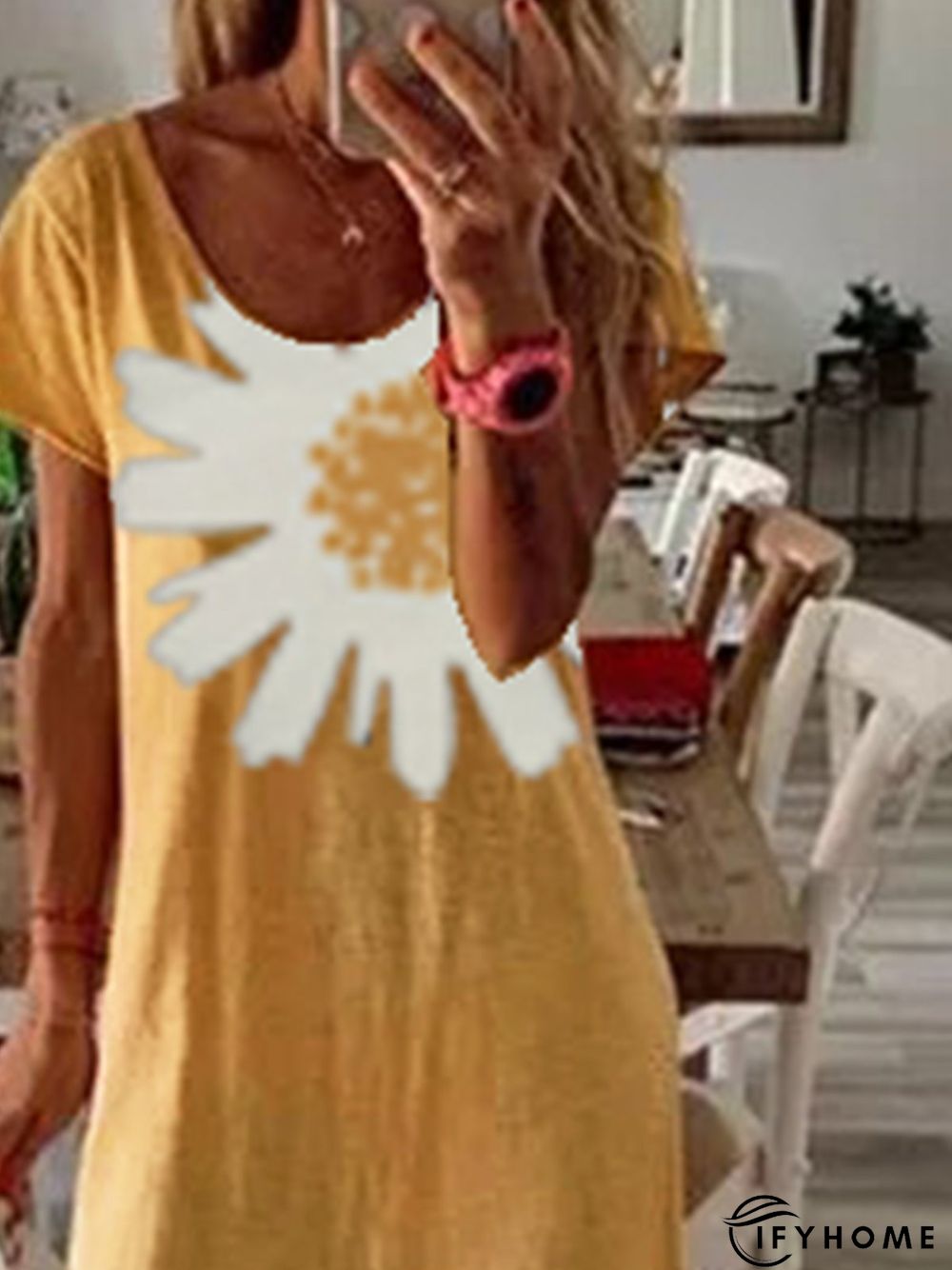 Women Summer Floral-Print Short Sleeve Casual Maxi Dress | IFYHOME