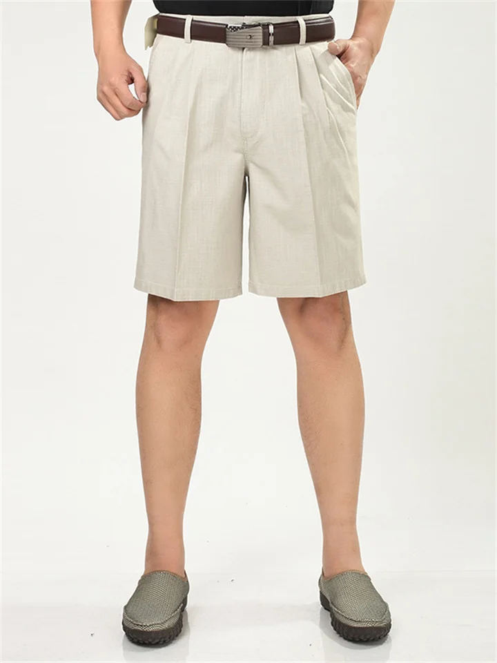 Men's Shorts Linen Shorts Summer Shorts Pocket Plain Comfort Breathable Short Casual Holiday Going out Linen / Cotton Blend Stylish Classic Green Khaki-Cosfine