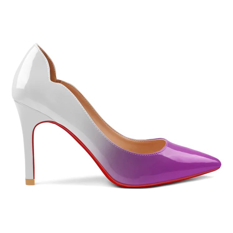 90mm Women's Kitten Heels Fashion Gradient Color Party Wedding Red Bottom Pumps Shoes VOCOSI VOCOSI