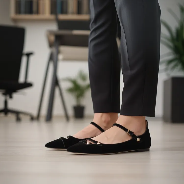 Black Vintage Suede Mary Jane Flats Vdcoo