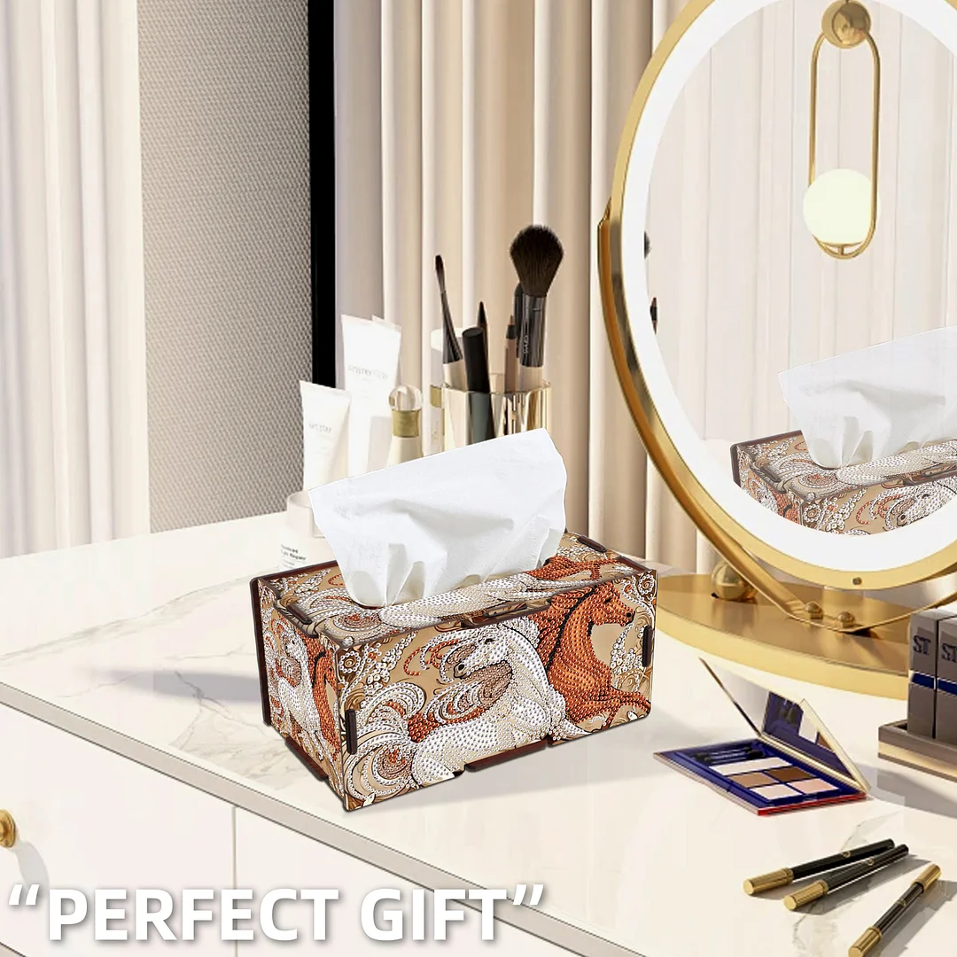 Wooden Diamond Painting Tissue Box for Home and Office Decoration (ZJH034)