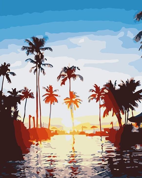 

Palm Tree Sunset – Paint By Numbers - 40*50CM, 501 Original