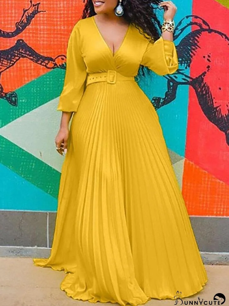 High Waist Slim Solid Elegant Fashion Long-sleeved Long Dress