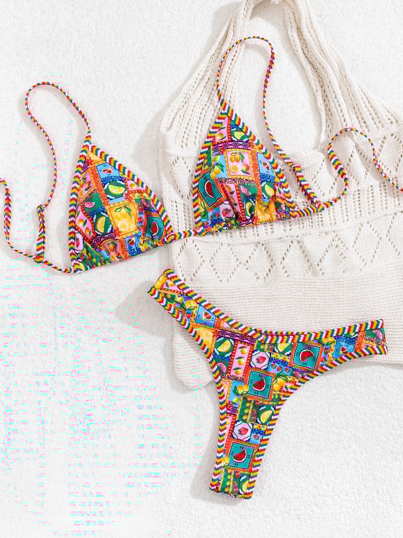 Women's Leopard and Fruits Print Bikini Set
