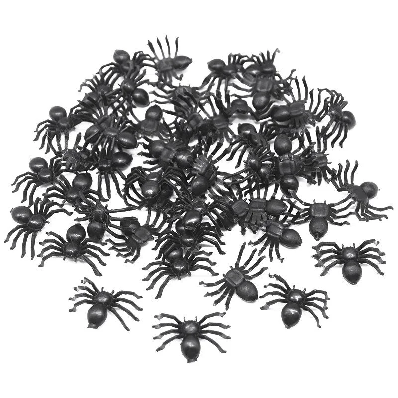 Christmas Gift 50pcs Horror Black Spider Haunted House Spider Web Bar Party Decoration Supplies Simulation Tricky Toy Kids Halloween Decoration