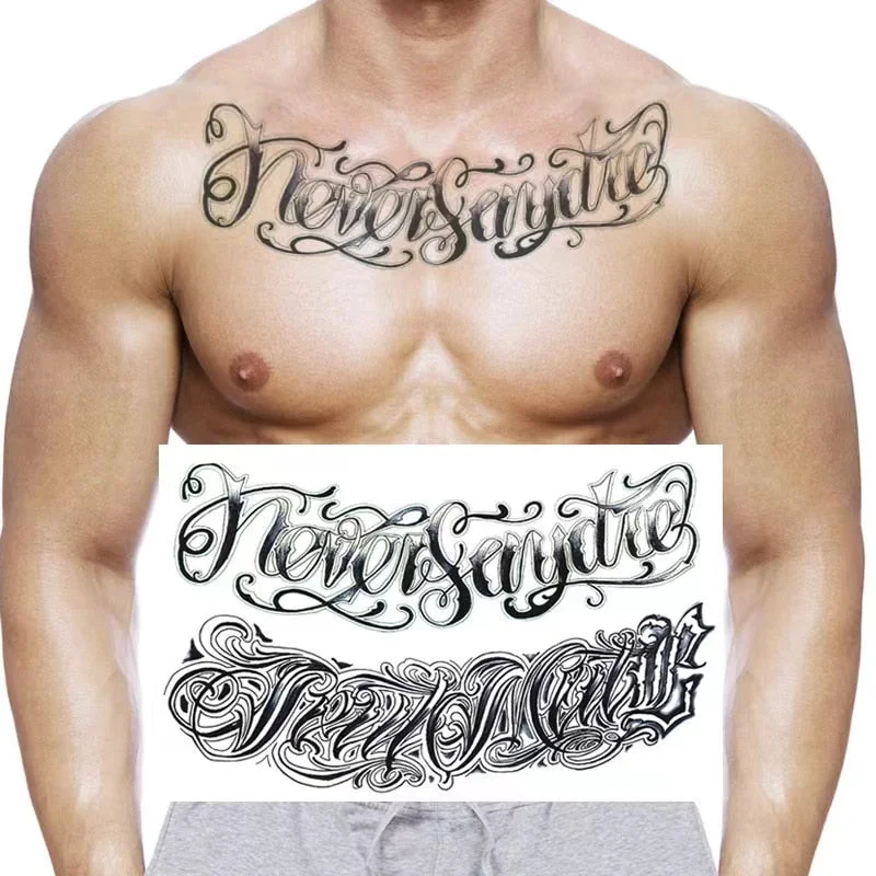 Dark Big V Flower Body Temporary Tattoo Stickers Men and Women Body Art Sexy Rock Cool Fake Tattoo Chest Clavicle Tattoo Sticker