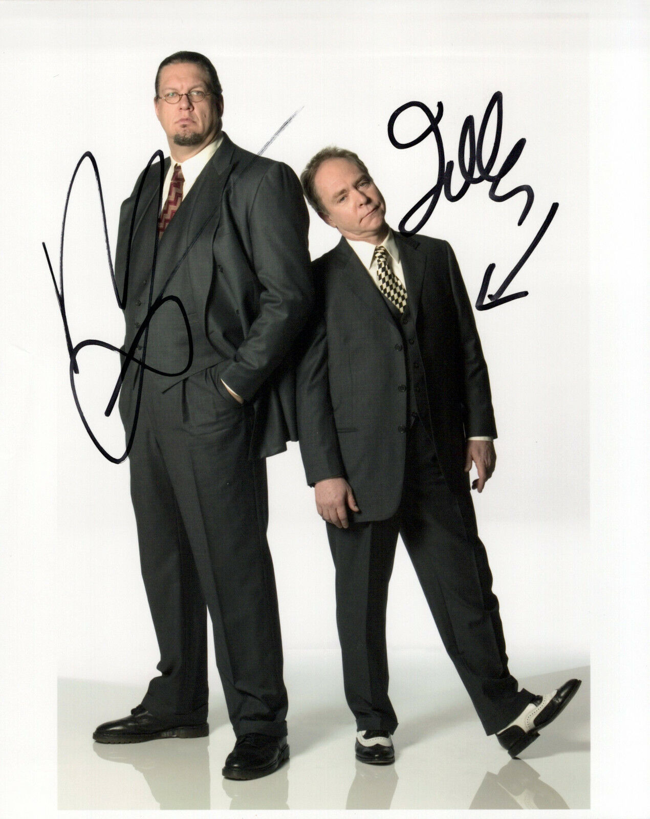 Penn & Teller magicians autographed Photo Poster painting signed 8x10 #3 magic small dent on Lft