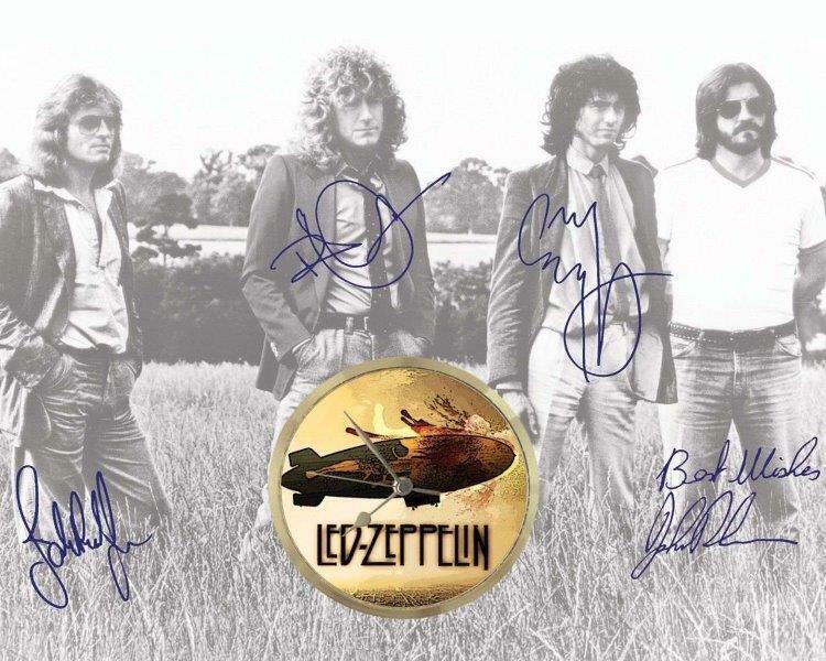 REPRINT - LED ZEPPELIN Robert Plant - Jimmy Page - John Bonham Signed 8x10 Photo Poster painting