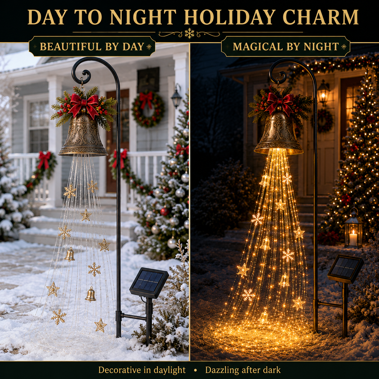 Christmas Bell Cascade day and night comparison