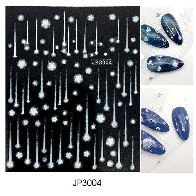 Nail Stickers Embossed 5D Elegant Abstract Art Designs Back Glue Nail Decals Tips For Beauty Salons-Nail Inspo