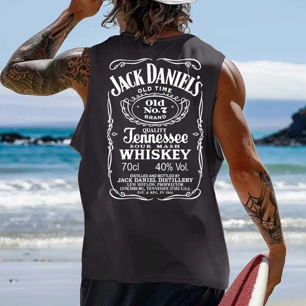  Classic Whiskey Label Graphic Tank Top for Men