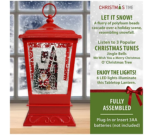 🔥kukelife🔥Christmas Time 15.5-In. Musical Snowy Tabletopantern