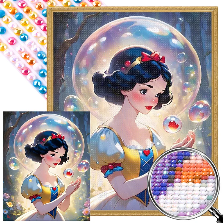 Partial AB Drill - Full Round Diamond Painting - Snow White In The Forest 40*50CM