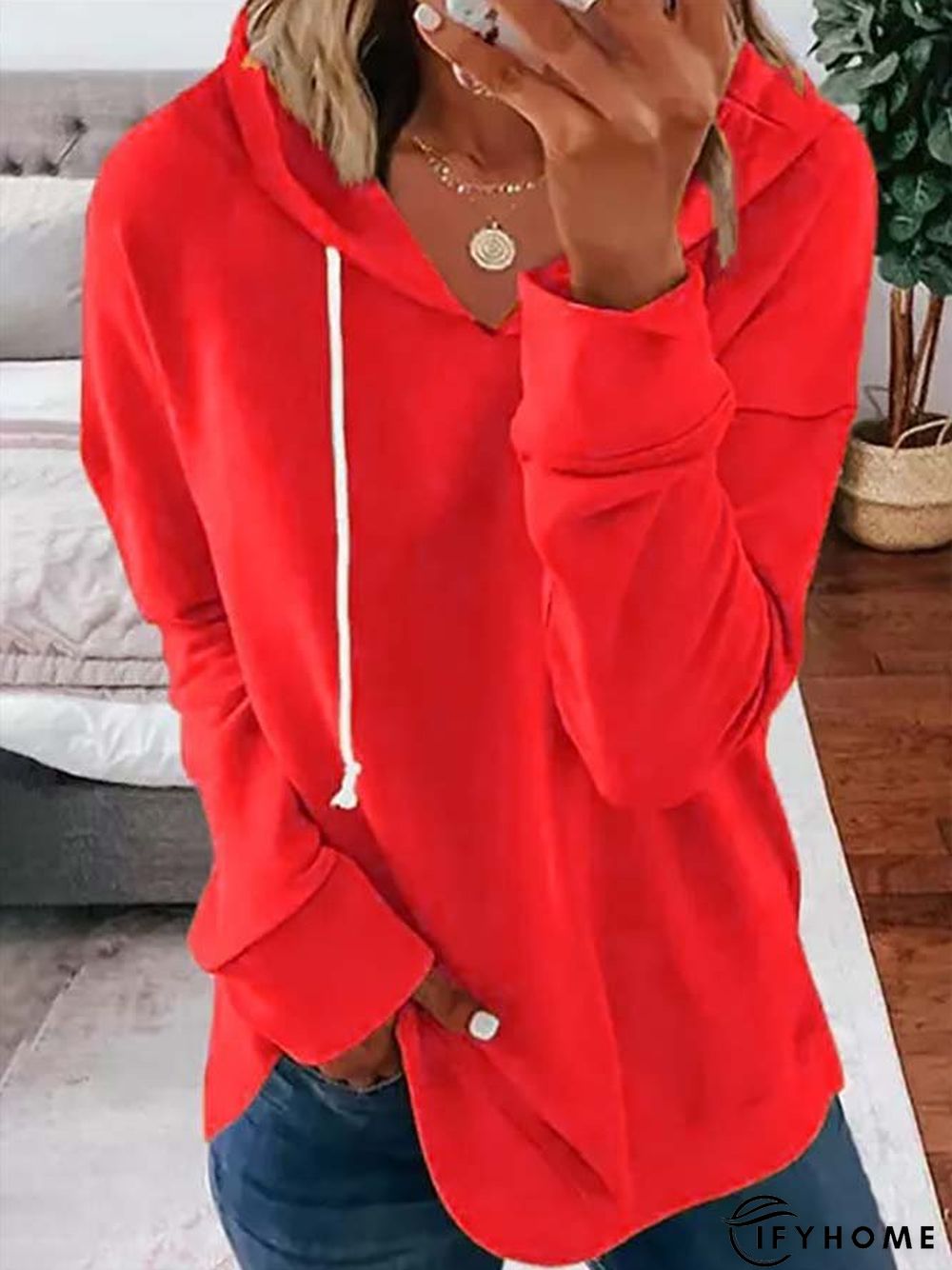 Women Long Sleeve Hoodie Fall Winter Loose Casual Tunic Sweatshirt | IFYHOME
