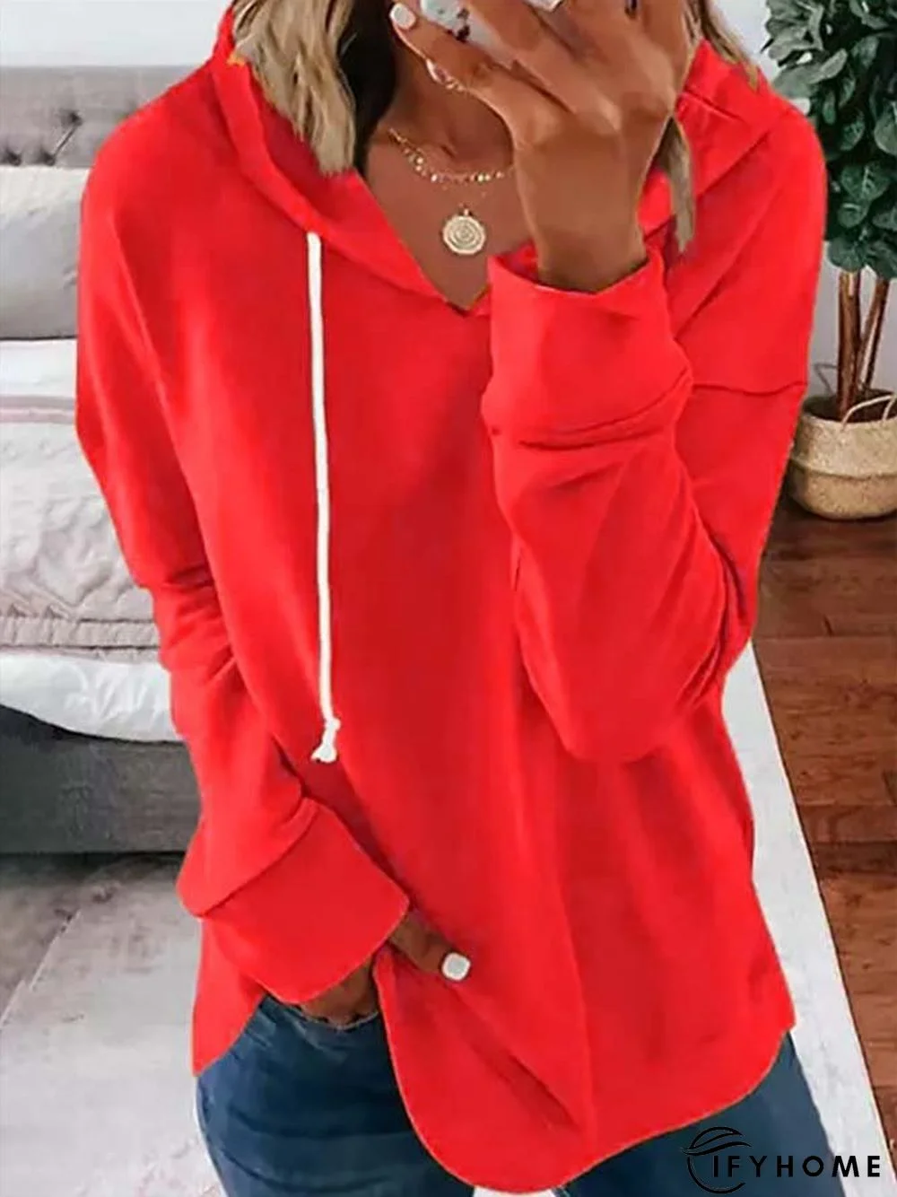 Women Long Sleeve Hoodie Fall Winter Loose Casual Tunic Sweatshirt | IFYHOME