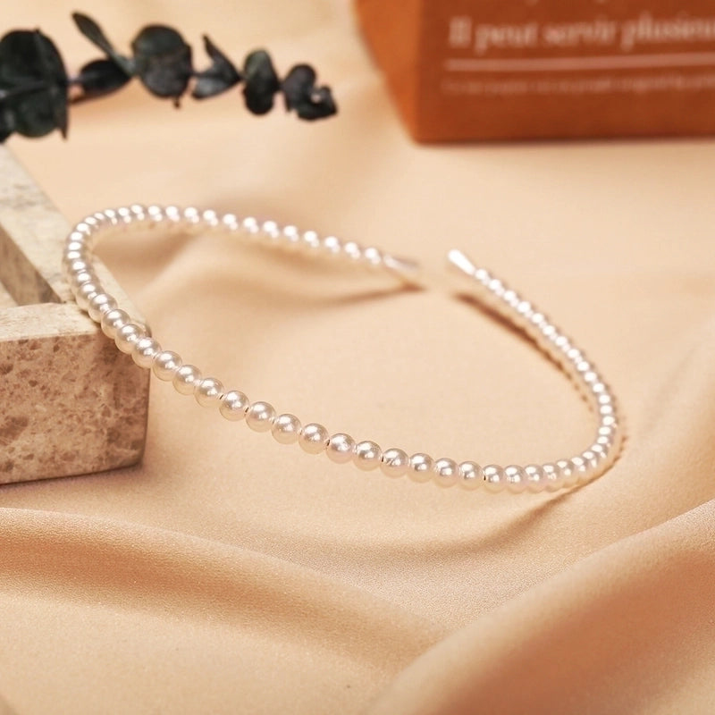 Sweet Geometric Alloy Inlay Artificial Pearls Hair Band