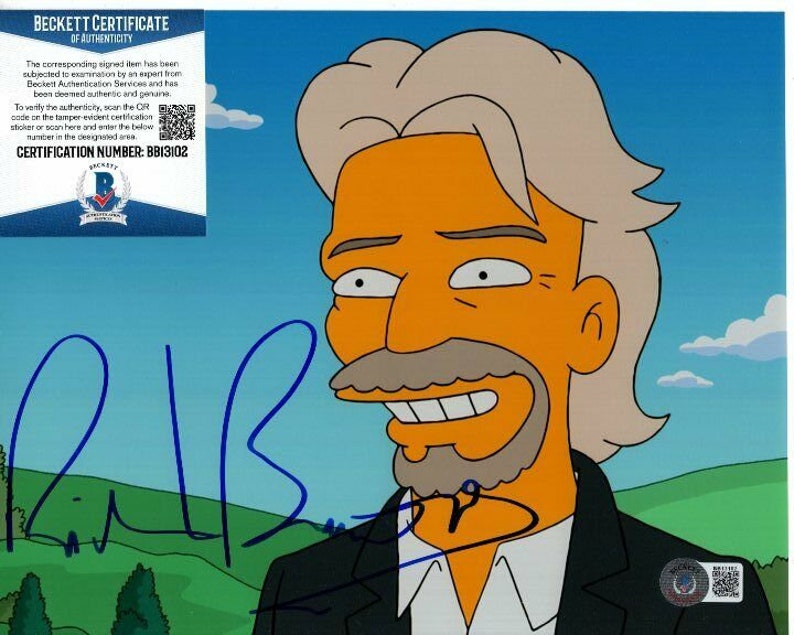 Richard branson signed 8x10 the simpsons Photo Poster painting beckett bas