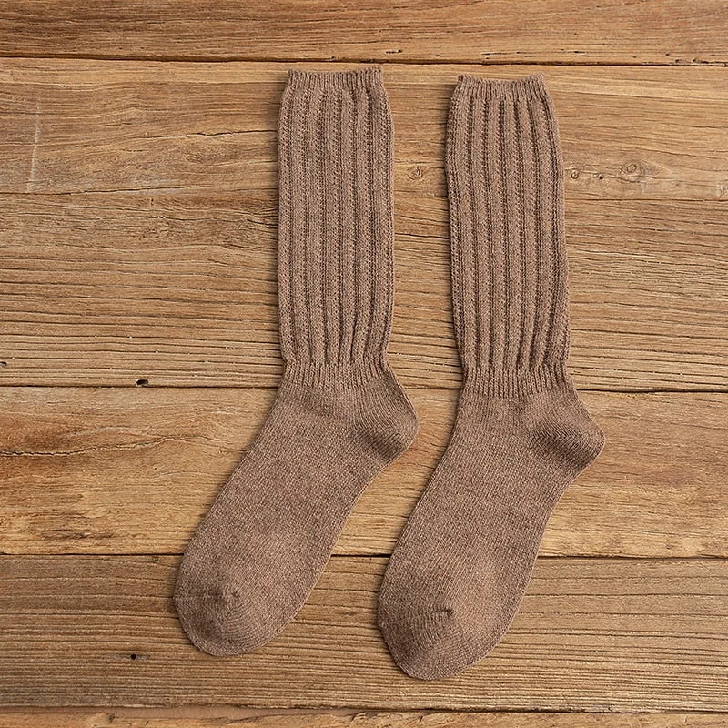 Knitted Women Socks Solid Color Long Socks for Female Girls Soft Thick Wool Socks Autumn Winter Warm Sox Comfortable Leg Warm