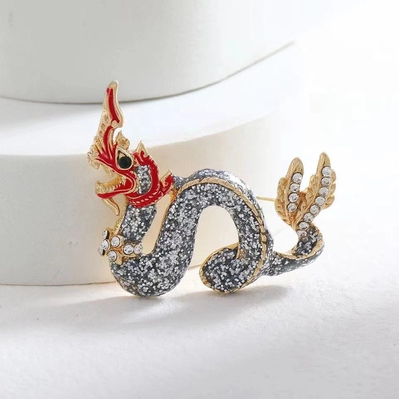 Chinoiserie Pin Animal Alloy Rhinestone Unisex Corsage