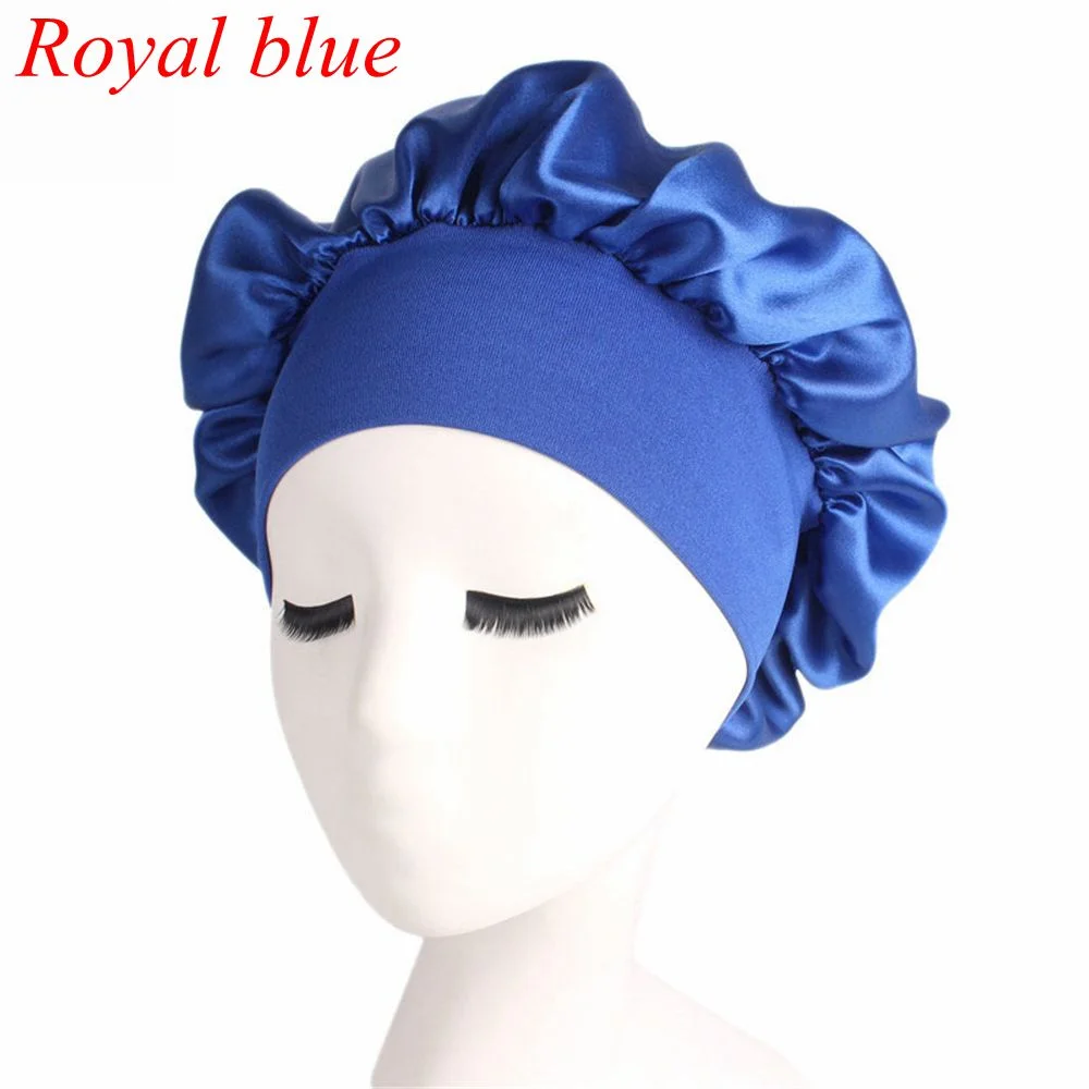 Printing Satin Bonnet For Women Elastic Wide Band Night Sleep Satin Hat Chemo Caps Hair Loss Cover Fashion Head Wrap Hair Care
