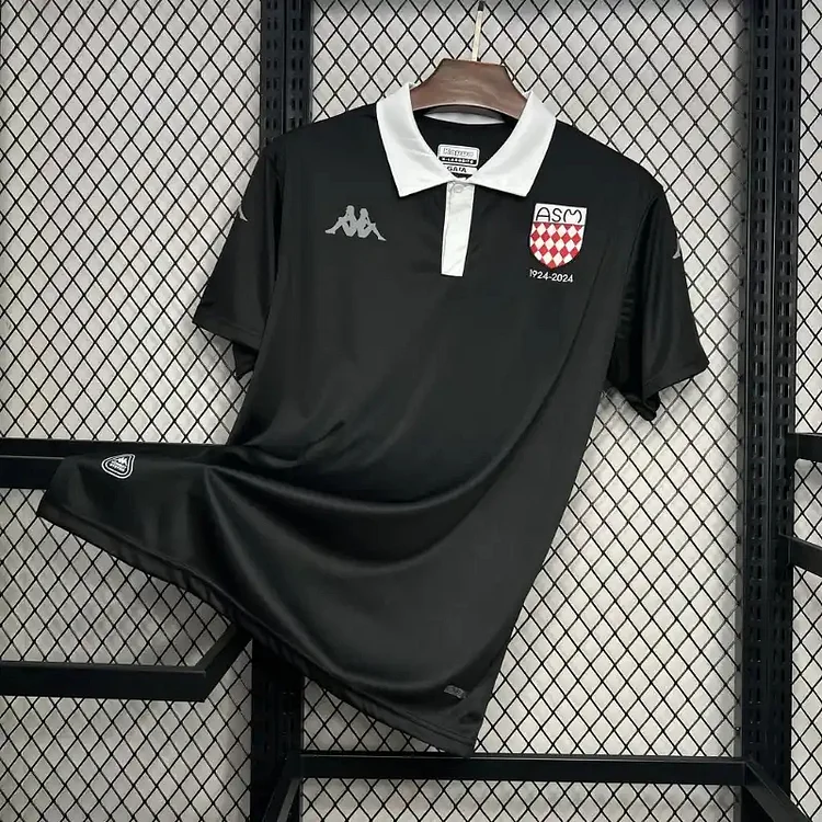 Fan Edition 2024-2025 AS Monaco Centenary Edition Black Football Jersey