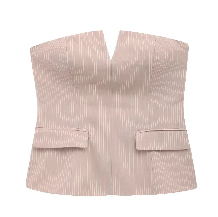 Nigikala Nigikala Women's Clothing INS Net Red Explosion Without Shoulder Strap Short Thoracic Top