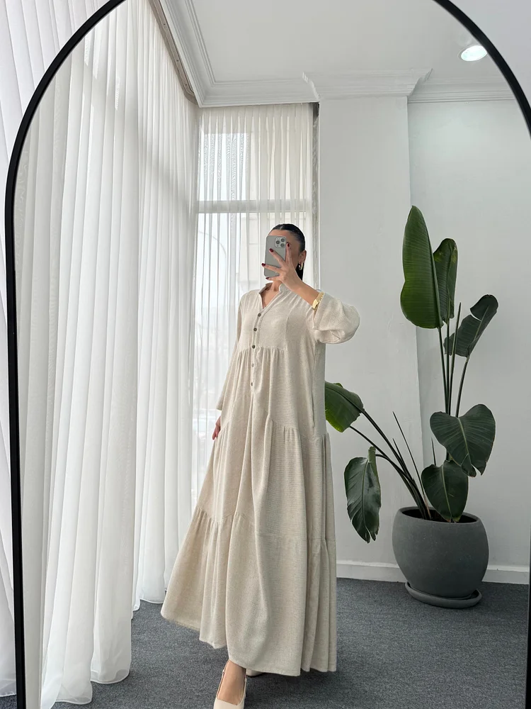 🔥 NEW Loose Linen Cotton Lapel Dress- Duty Free