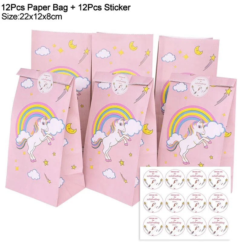 Unicorn Theme Paper Gift Box Candy Cookie Bags Packaging Popcorn Box Kids Unicorn Birthday Party Decorations Baby Shower Wedding