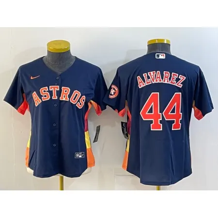 Women's Houston Astros #44 Yordan Alvarez Navy With Patch Cool Base Stitched Baseball Jersey(Run Small) H3MR