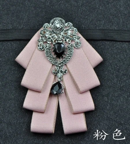 Luxury Black Rhinestone Handmade Bow Tie Men's Wedding Groomsman High-end British Boy Business Suit Shirt Bowtie Set