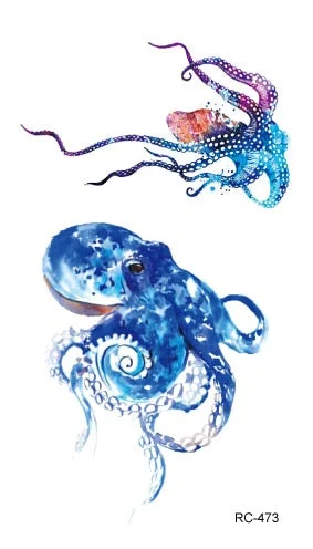 52 Kinds Watercolor Animals Fake Tattoos Temporary Cat Flamingo Wolf Whale Fox Butterfly Waterproof Tatto Stickers Small Size