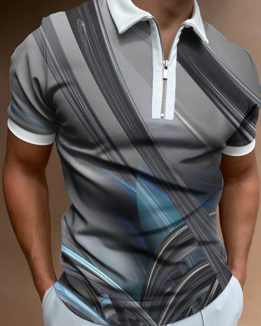 Men's Casual Bright Print Short Sleeve Polo Shirt