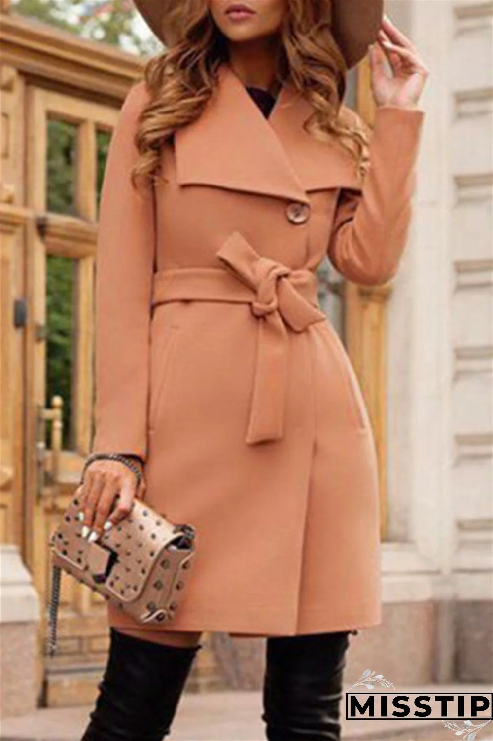 Black Casual Solid Patchwork Turndown Collar Outerwear