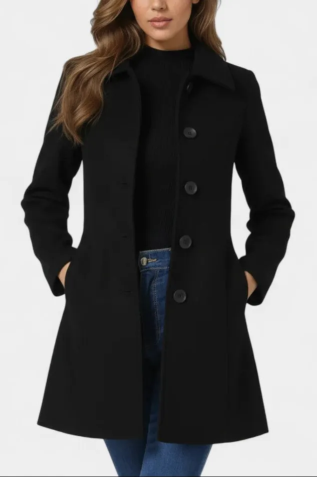 Classic Single-Breasted Coat with Structured Collar