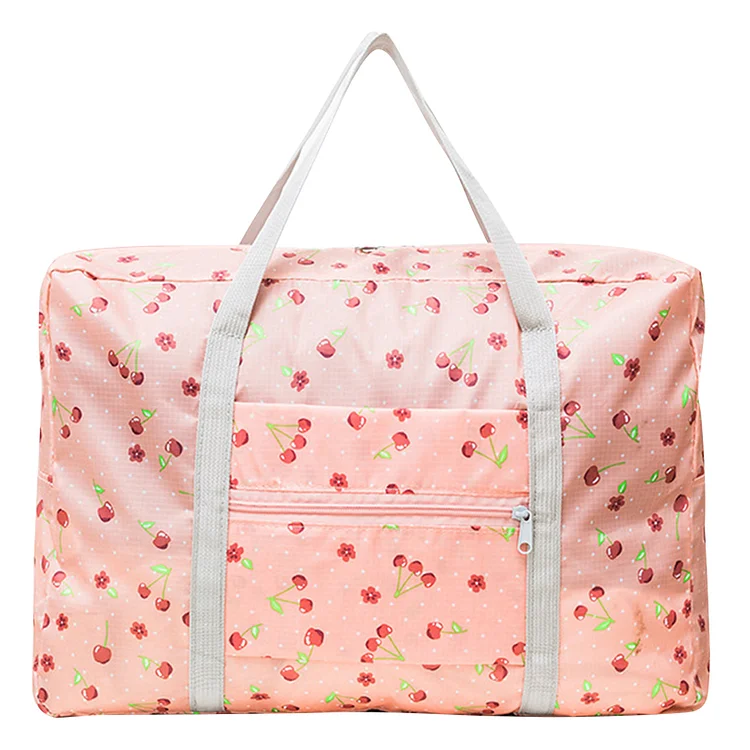 Women Carry On Handbag Foldable Waterproof for Female Short Trip (Pink Cherry)