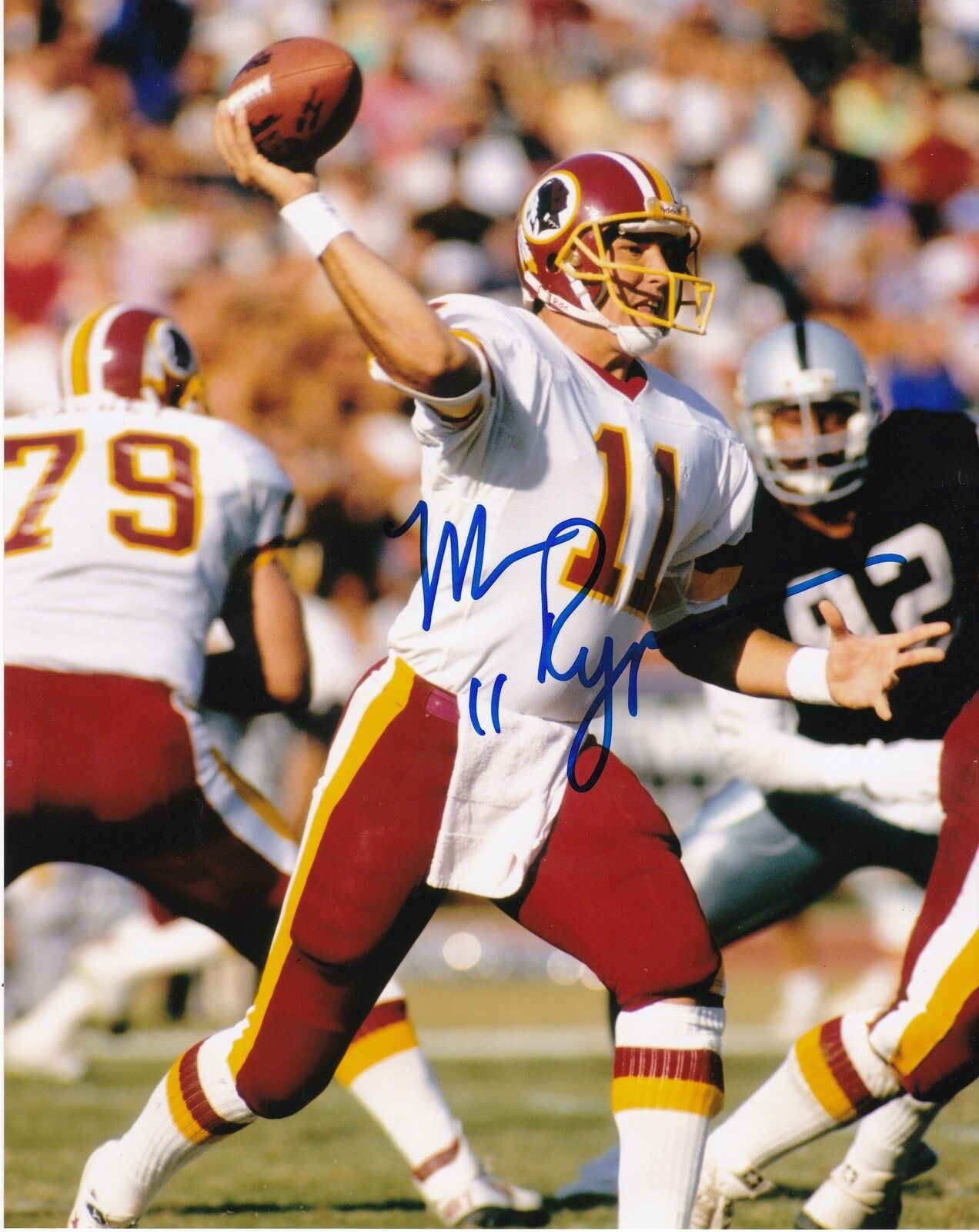 MARK RYPIEN WASHINGTON REDSKINS ACTION SIGNED 8x10