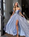 Women's Elegant Sequin Large Skirt Tube Side-Slit Banquet Dress For Party Prom