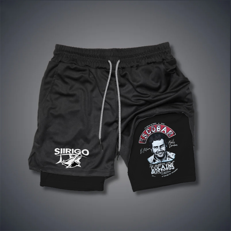 Escobar cocaine drug lord portrait 2 In 1 GYM PERFORMANCE SHORTS