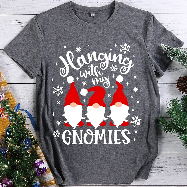🎉Merry Christmas - Hanging With My Gnomies Christmas Round Neck T-shirt