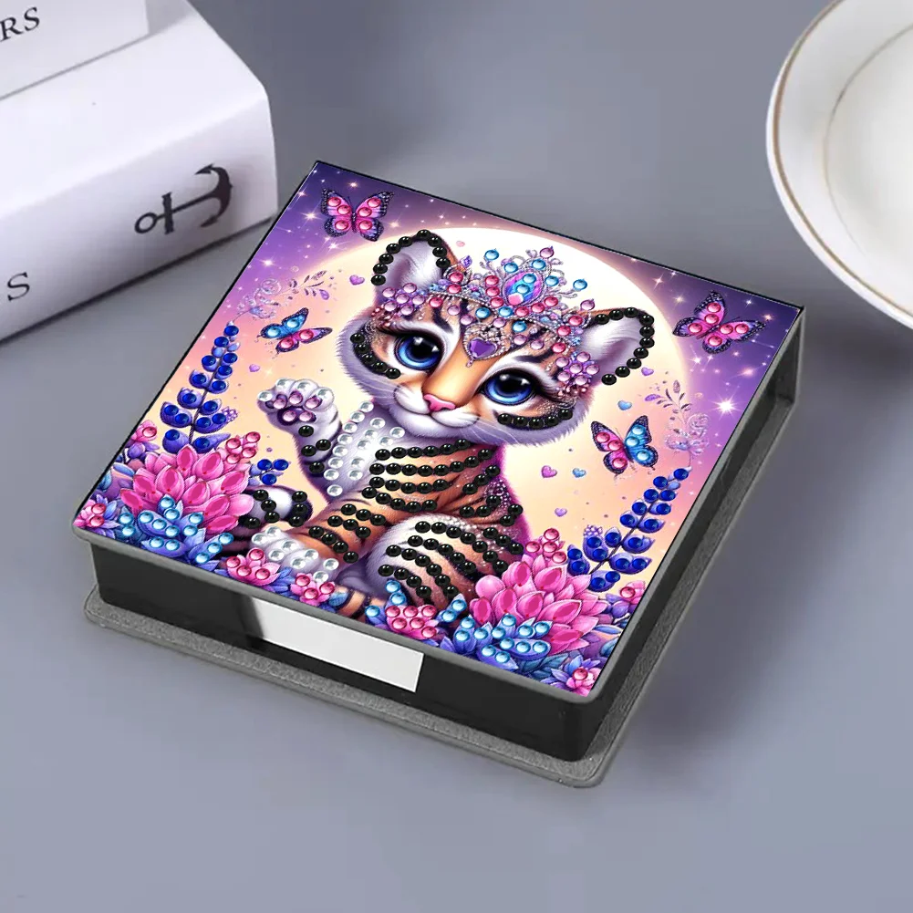 PU 5D Diamond Painting Kit Note Box DIY Diamond Art Notepad Box (Tiger)