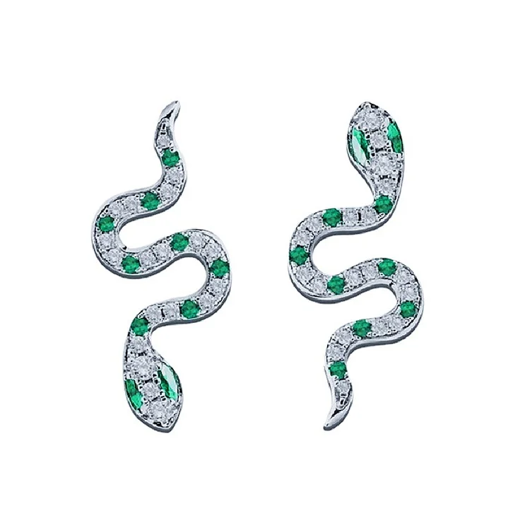 Green Zircon Snake Stud Earrings