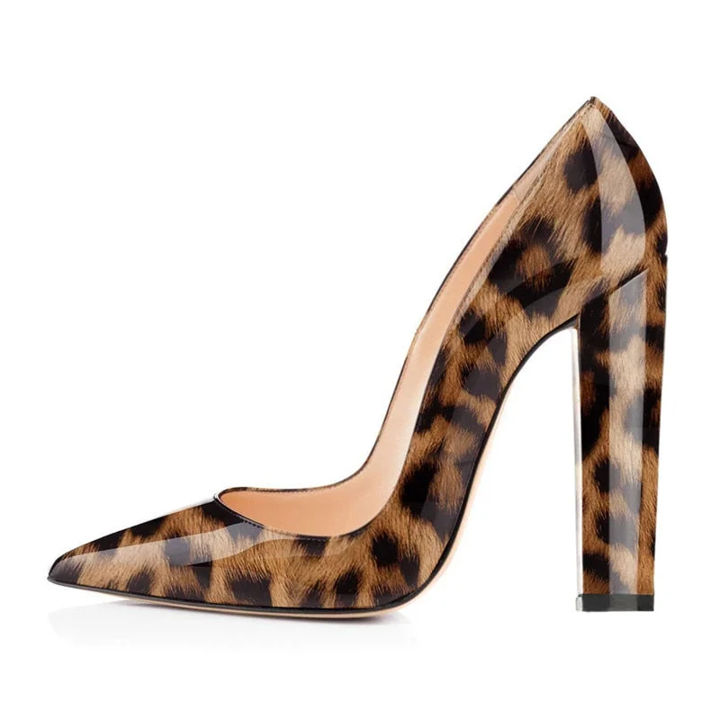 Onlymaker Women's Pumps Pointed Toe Block Classic 12cm High Slip On Thick Heels Wedding Office Dress Big Size Chunky Lady Pumps