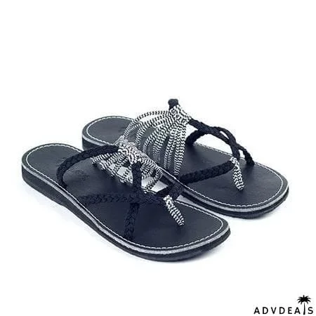 Women's Knitted Fabric Flip-flops Beach Slippers