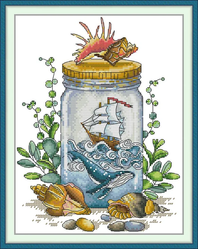 【Joy Sunday Brand】Sailboat in a Bottle 23*31cm 14CT Stamped Cross Stitch gbfke