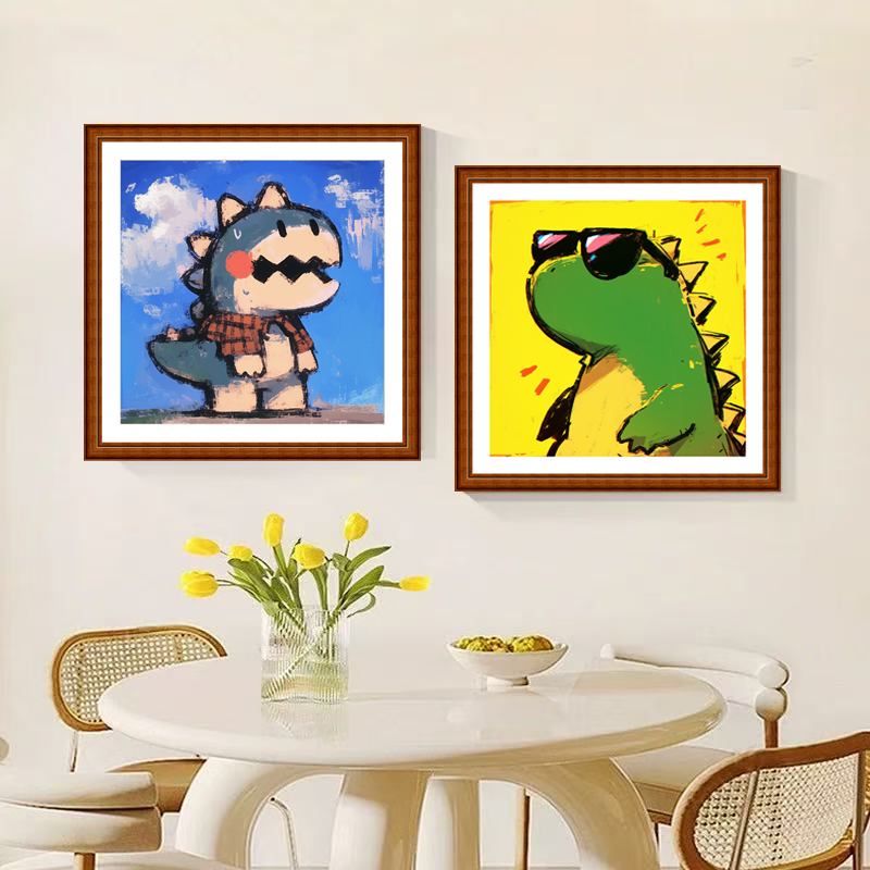  [CC-diptych cartoon dinosaur series]  Painting Fairy Cross Stitch