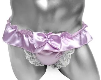 pornhint Pornhint Lace Mens Jockstraps Lingerie Night Gay Male Panties Open Butt Wetlook Sexy Bowknot Sissy Satin Crotchless Underwear For Man