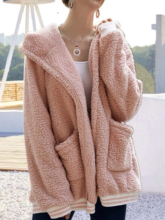 Women's Hooded Plush Coat Top